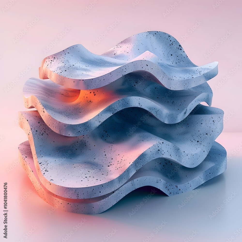 Obraz premium Captivating Isometric Stone Textured Formations on Gradient Backdrop long title Captivating 3D