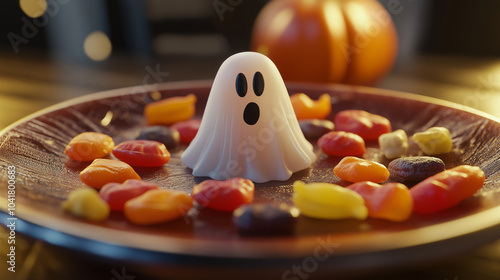 Halloween ghost with candy