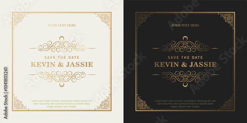Luxury vintage golden vector invitation card template