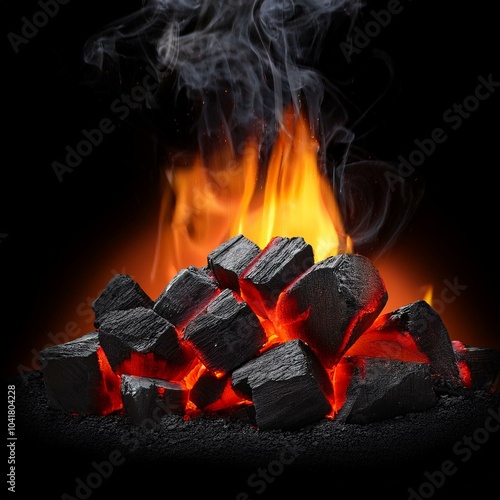 red burning coal. fire