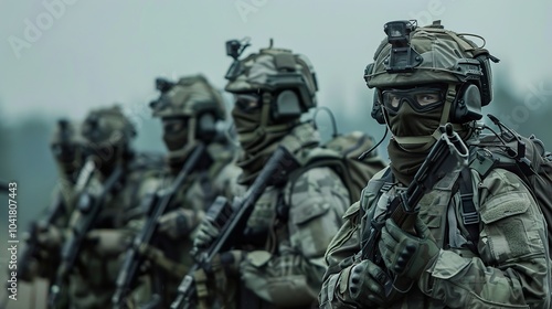 Military Soldiers in Camouflage Gear Ready for Action