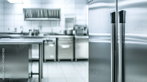 Wallpaper Mural modern kitchen featuring well organized refrigeration chamber, showcasing stainless steel appliances and clean, professional environment. space is designed for efficiency and functionality Torontodigital.ca