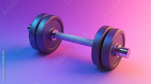 Modern gym dumbbell with pink and blue gradient light