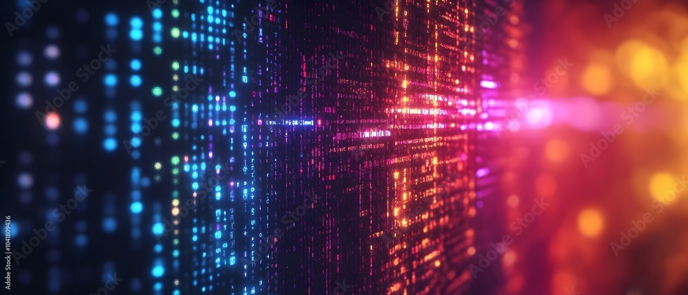 Vibrant Luminous Computer Code Visualization Against Darkened Background Vibrant Luminous Computer Code Visualization Against Darkened Background