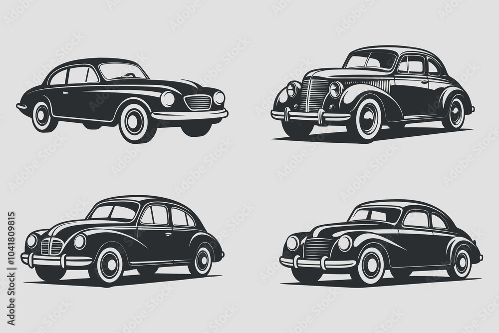 Fototapeta premium car silhouettes set, large pack of vector silhouette design