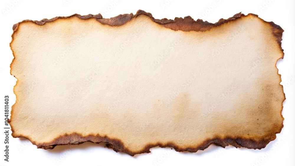 Fototapeta premium Burnt edges paper on white background