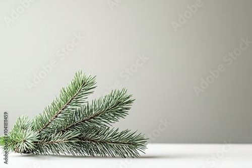 Wallpaper Mural Pine branch on white surface, gray background Torontodigital.ca