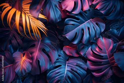 Wallpaper Mural A close up of a bunch of tropical leaves Torontodigital.ca