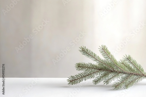 Wallpaper Mural Fir branch on minimalist grey backdrop with space Torontodigital.ca