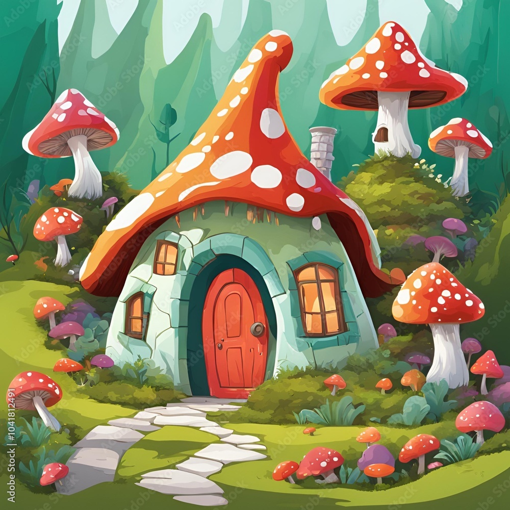 Naklejka premium cartoon fantasy hut isolated on white