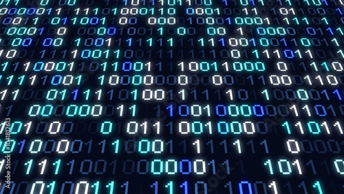 Perspective wall of binary code digital pattern background
