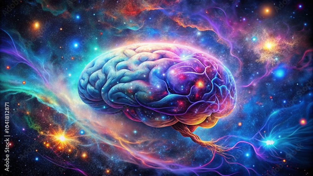 Cosmic Brain in a Colorful Galaxy - Long Exposure Photography of a Vibrant Mindscape Cosmic Brain in a Colorful Galaxy - Long Exposure Photography of a Vibrant Mindscape