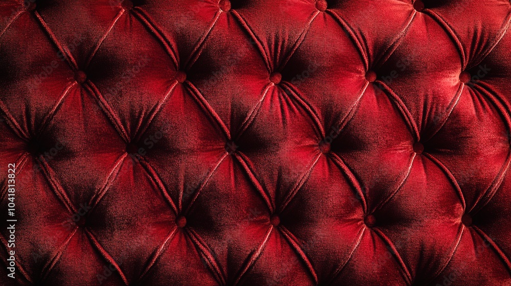 Fototapeta premium Red Upholstered Texture With Button Details