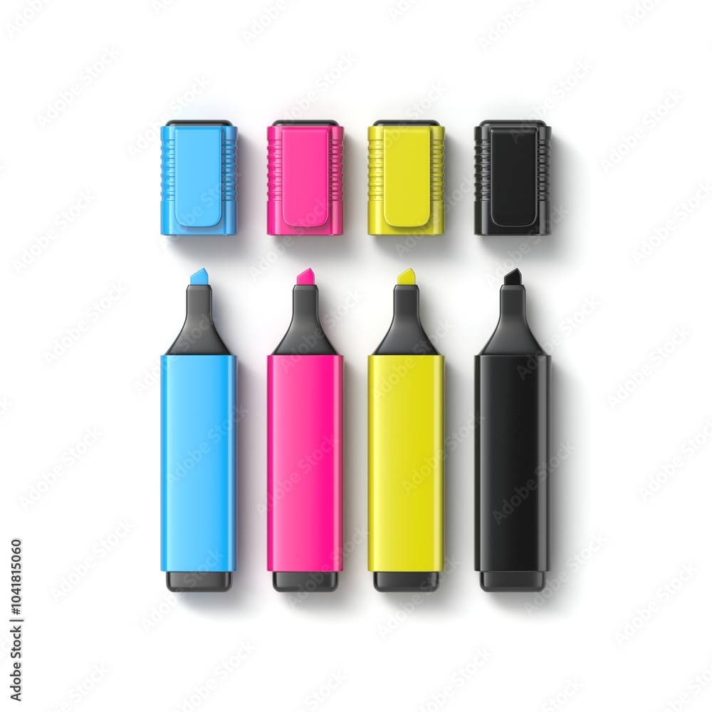 CMYK highlighter markers 3D