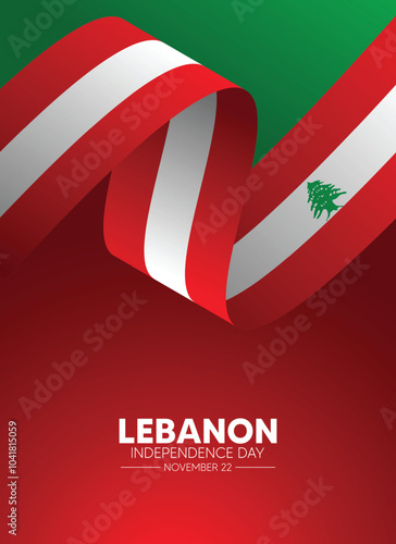 Lebanon Independence Day November 22 flag ribbon vector poster