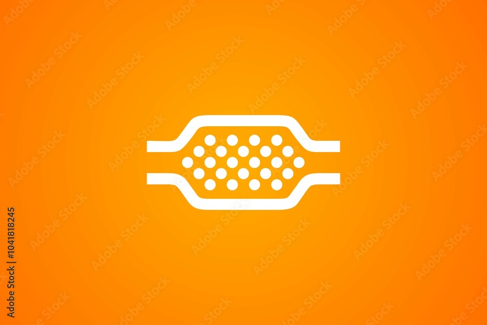 White catalytic converter icon on an amber background