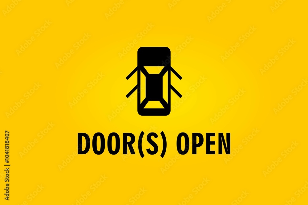 Automotive Open Door warning icon with text Automotive Open Door warning icon with text