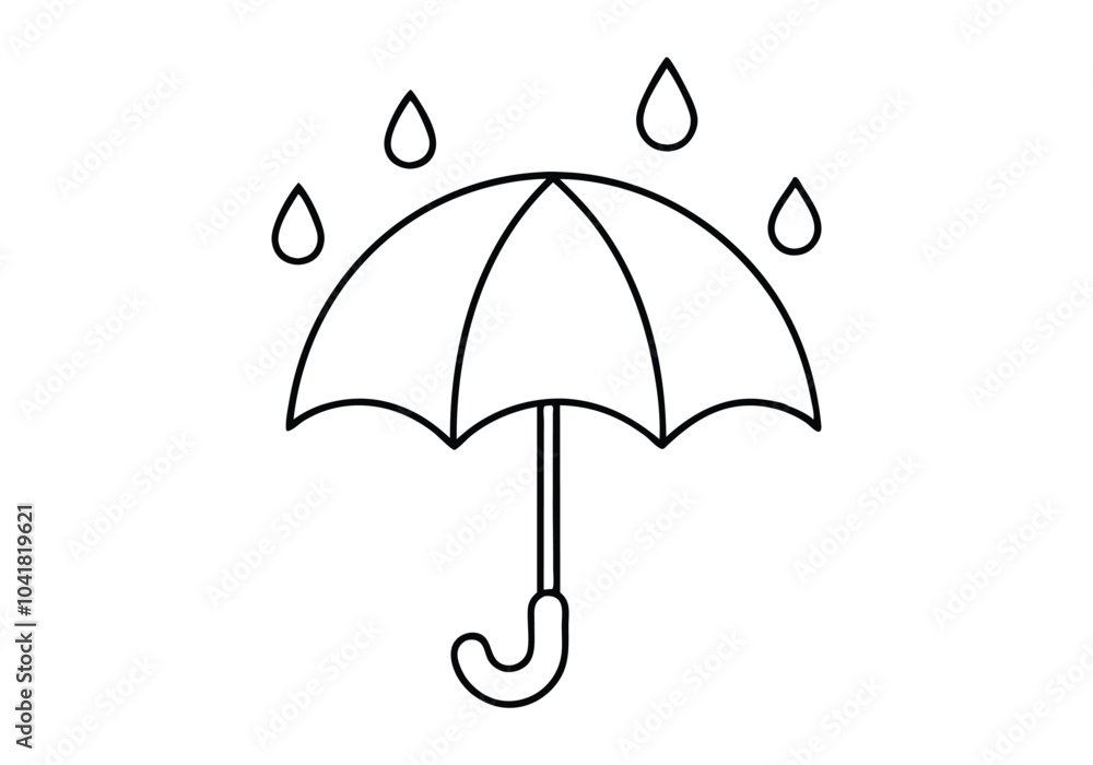 One Line Drawing of an Umbrella in the Rain – Simple Weather Vector One Line Drawing of an Umbrella in the Rain – Simple Weather Vector