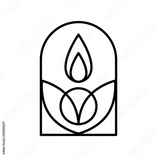 Candle vector line art logo aesthetics design Elegant Spa Icon. Soothing Light Symbol for Wellness and Relaxation.
