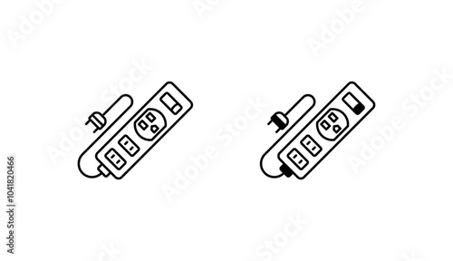 Power Strip With Switch icon design with white background stock illustration