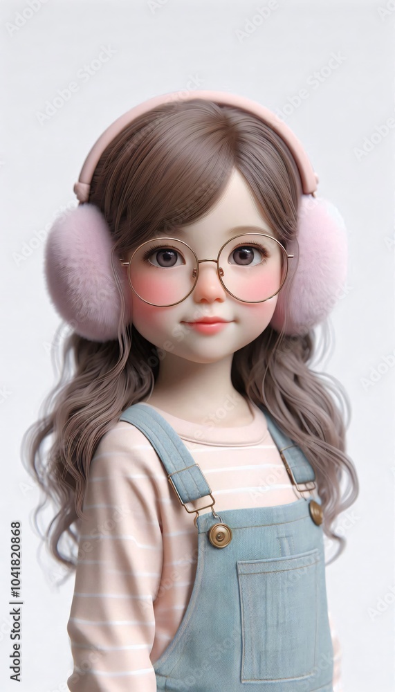 portrait of little girl wear glasses and earmuff. portrait of little girl wear glasses and earmuff.