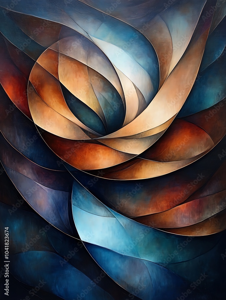 Obraz premium Geometric Abstract Art with Vibrant Color Swirls