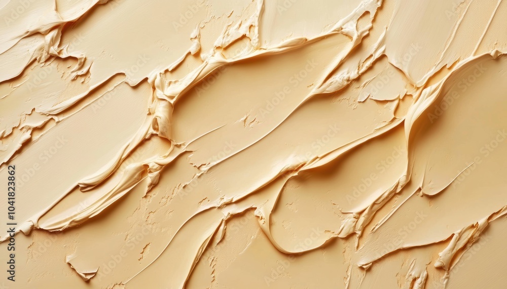 Naklejka premium Artistic texture of creamy beige paint applied on a canvas in soft strokes