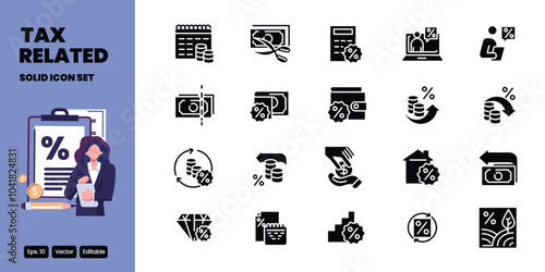 tax related solid icon vector design good for web and mobile app
