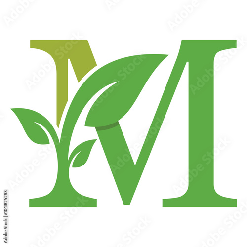 leaf design with a creative concept of the letter m combination
