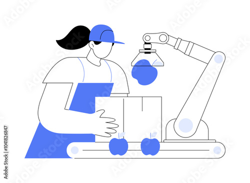 Pick and place robots isolated cartoon vector illustrations.