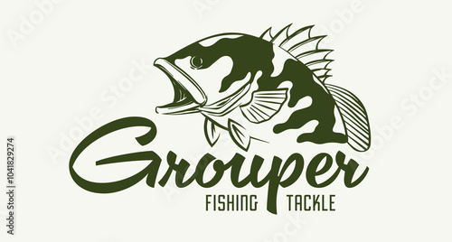 Large mouth grouper fish illustration for fishing logo design.