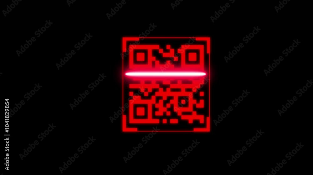 Scanning the QR code icon animation, QR code being scanning concept. lock secure security icon on black background. Scanning the QR code icon animation, QR code being scanning concept. lock secure security icon on black background.