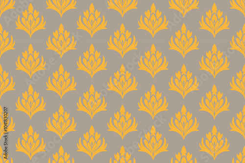 Seamless  brown decorative wallpaper pattern.Seamless floral ornament on background.