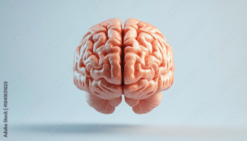 A realistic model of a human brain floating against a light background