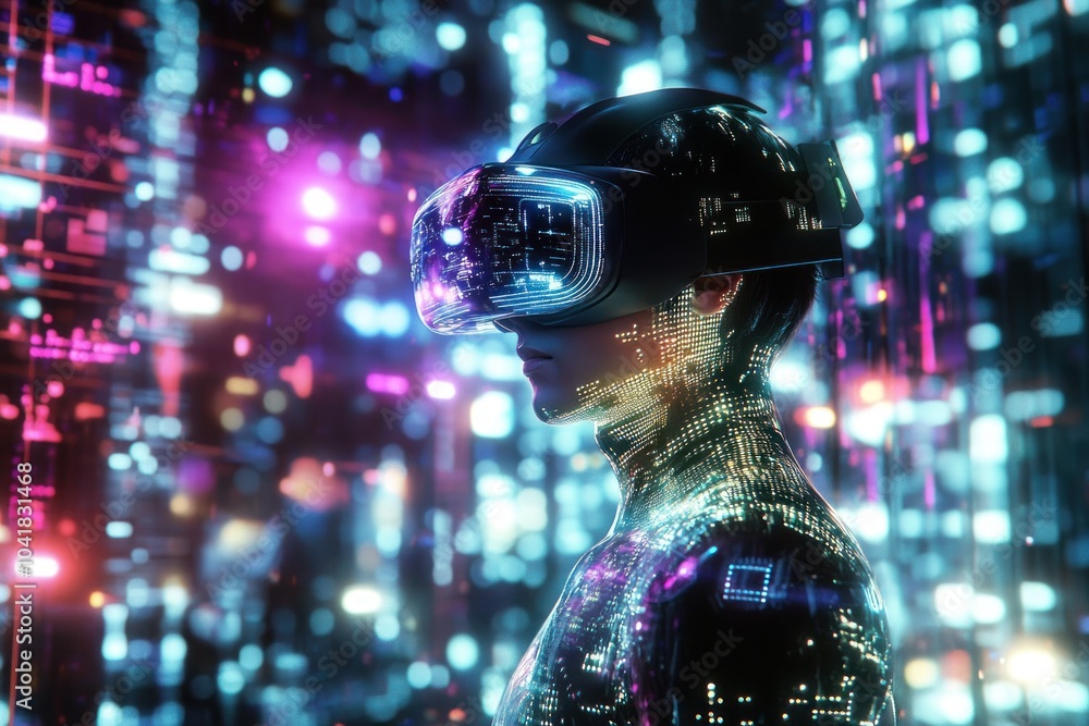 Cyber world explorer adorned in digital elegance Cyber world explorer adorned in digital elegance