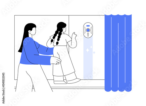 Robot window cleaner isolated cartoon vector illustrations.