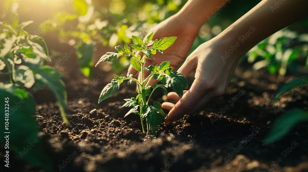 Close-up of Hands Planting a Close-up of Hands Planting a