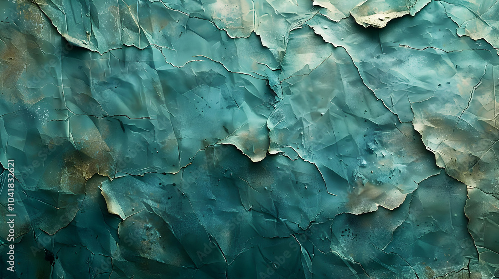 Naklejka premium Teal Cracked Abstract Background