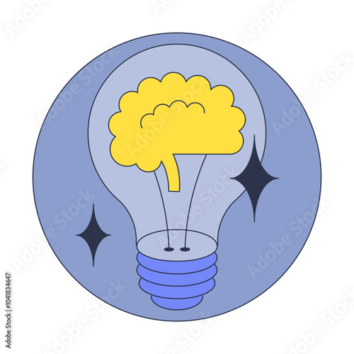 A lightbulb with a brain inside symbolizes innovation and intelligence.