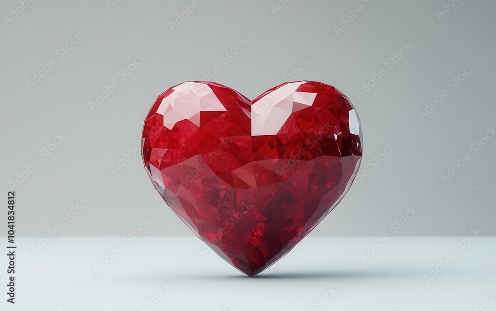 Elegant red heart logo, soft lighting, romantic design, 3D illustration Elegant red heart logo, soft lighting, romantic design, 3D illustration
