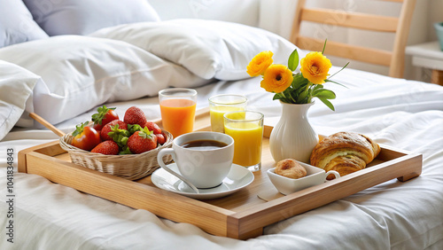 breakfast with coffee and croissant