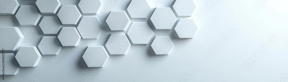 Clean hexagonal pattern on a matte white background, 3D illustration Clean hexagonal pattern on a matte white background, 3D illustration