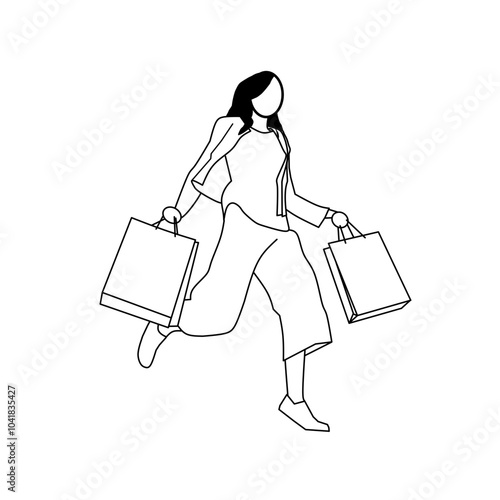 Happy Woman Shopping with Joyful Expression