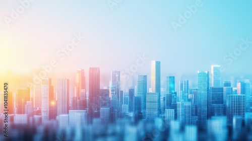 City skyline powered by clean energy, front view  Future vision of ecofriendly urban living Futuristic tone, Complementary Color Scheme