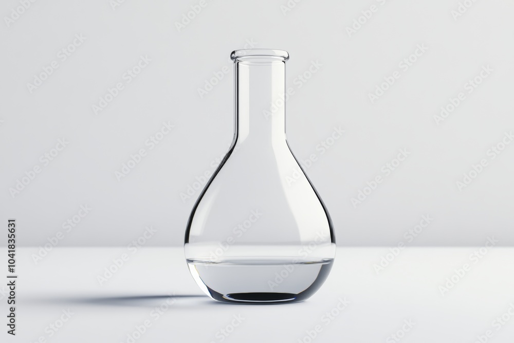 Clear glass vase sits on a white table. The vase is empty and has a cylindrical shape Clear glass vase sits on a white table. The vase is empty and has a cylindrical shape