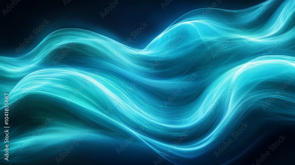 Fototapeta premium Abstract Blue Swirling Light Waves Background
