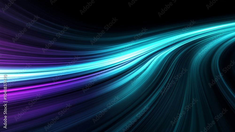 Abstract Blue and Purple Swirling Lines on Black Background Abstract Blue and Purple Swirling Lines on Black Background