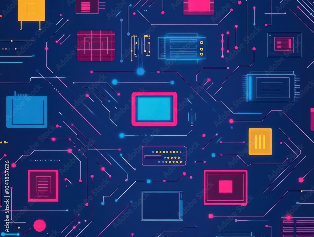 Abstract circuit board pattern flat design side view wearable technology theme animation vivid Abstract circuit board pattern flat design side view wearable technology theme animation vivid