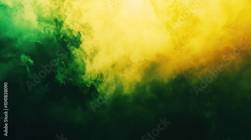 vibrant digital color gradient blending green and yellow hues creates dynamic and energetic atmosphere. soft, smoky texture adds depth and intrigue to visual experience