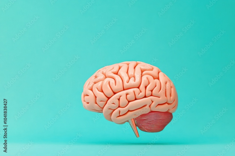 A stylized brain model against a turquoise background, emphasizing cognitive themes. A stylized brain model against a turquoise background, emphasizing cognitive themes.